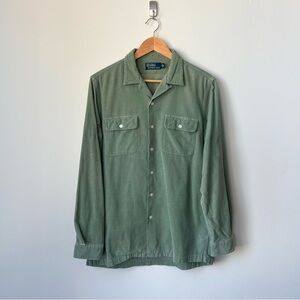 Polo Ralph Lauren Corduroy Loop Camp Collar Shirt Men’s M Light Green Pockets